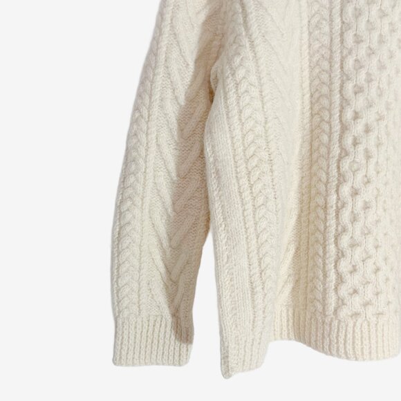 Vintage Cream Wool Fisherman Sweater / Cable Knit Aran Pattern / Small-Medium - Picture 10 of 10